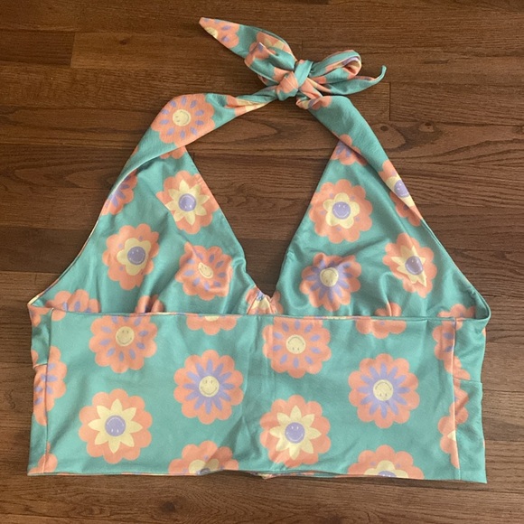 smak parlour smiley x unique vintage flower halter top size 3x - Picture 4 of 7